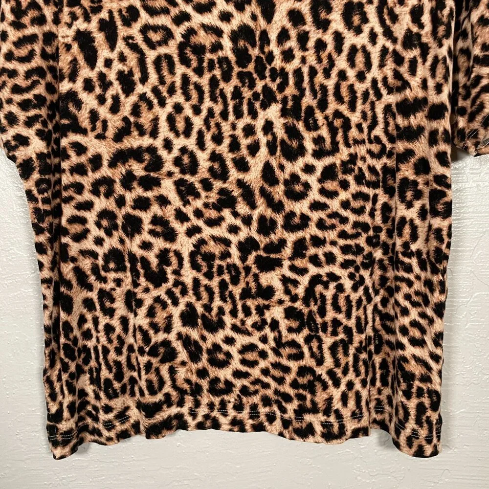 Soma Intimates Women M Animal Leopard Print Pajama Shirt Top Loungewear Cozy
